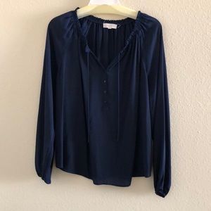 Eight Sixty Navy Blue Top with Tie - Size L